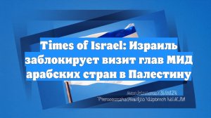 Times of Israel: Израиль заблокирует визит глав МИД арабских стран в Палестину