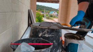 Весь процесс укладки керамогранита на балконе. Облицо