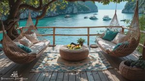 Coastal Jazz Porch _ Gentle Ocean Breeze Sound With Tranquil Jazz Music To Stress Relief & Relax