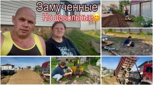 Привезли 25 Тонн ПГС. Стали готовить площадку под баню. Вспахали огород. Как растут цветы в теплице