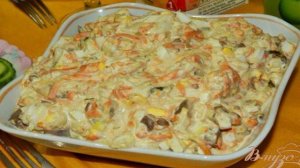 Салат с куриной печенью