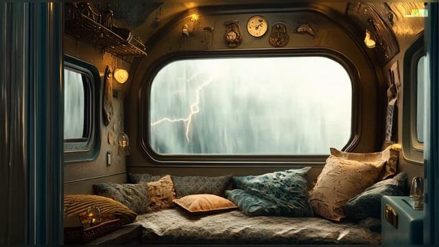 Уютное купе поезда. Звуки дождя и грозы для сна и отдых смотреть онлайн