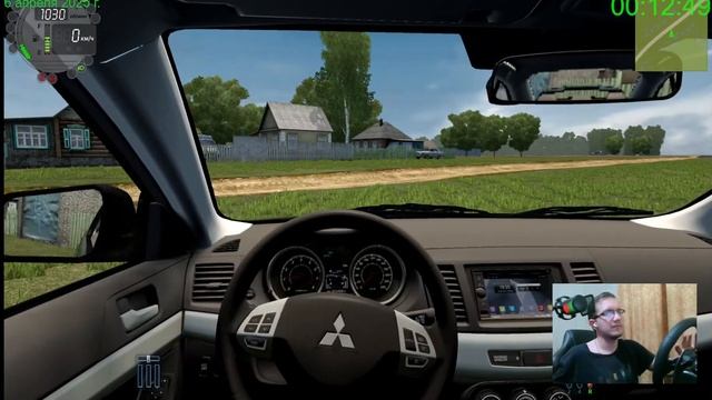 City Car Driving - Mitsubishi Lancer X 2.0 Turbo - Покатушки по городу - Руль смотреть онлайн