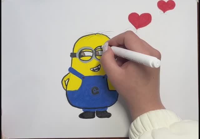 Рисуем детский рисунок миньона #топыкатекорий
