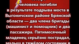 Четыре человека погибли в результате подрыва моста в Выгоничском районе Брянской области