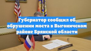 Губернатор сообщил об обрушении моста в Выгоничском районе Брянской области
