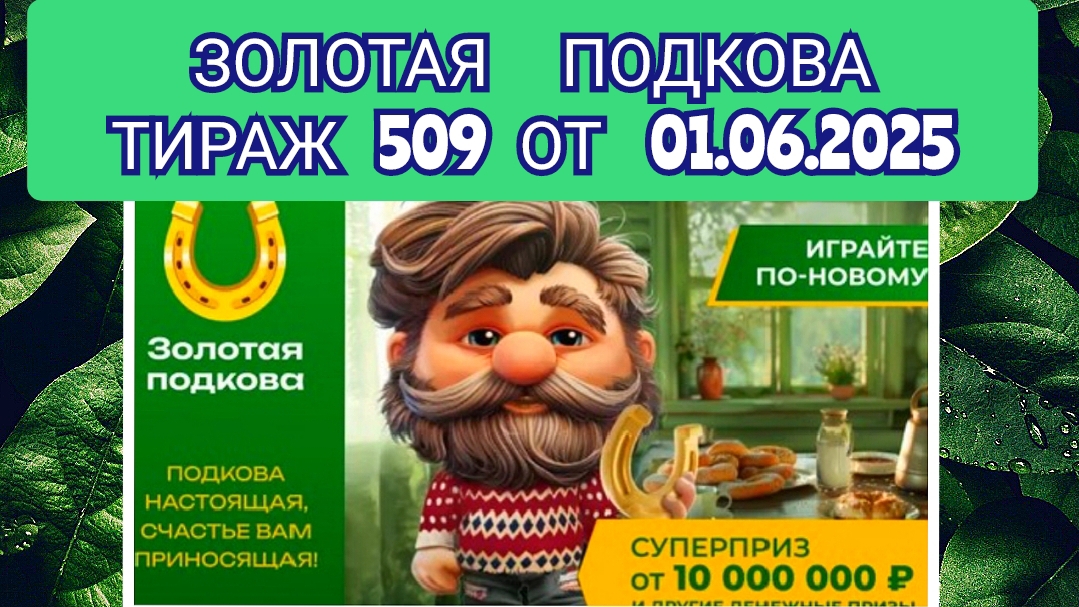 ЗОЛОТАЯ ПОДКОВА ТИРАЖ 509 ОТ 01.06.2025,ПРОВЕРИТЬ БИЛЕТ,СТОЛОТО