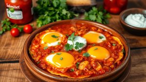 🔥 Мексиканский Завтрак мечты: Яичница с помидорами, луком и хрустящей тортильей!