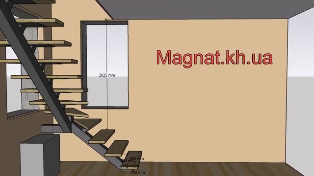 Эскиз лестницы на центральном косоуре.