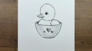 Как нарисовать милого утёнка карандашом - Пошаговое руководство для начинающих