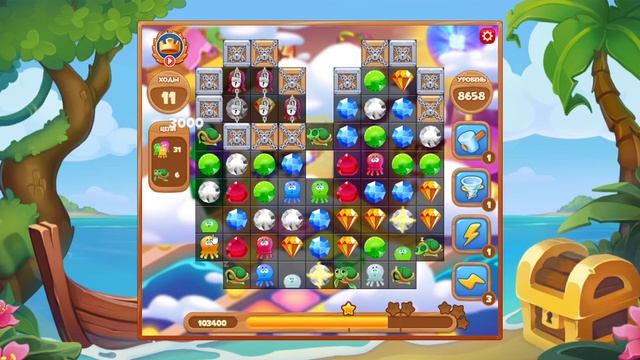 Как пройти уровень 8658 игры Сокровища Пиратов смотреть онлайн