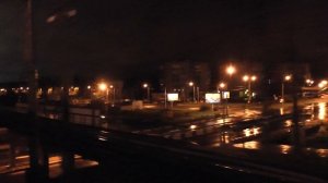 Вид из окна поезда. Выезд из города Вологда в ночь.