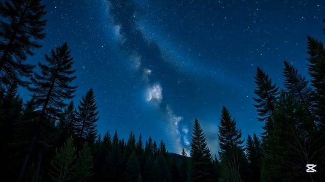 Звёздная ночь в лесу  Млечный Путь и Лунный свет