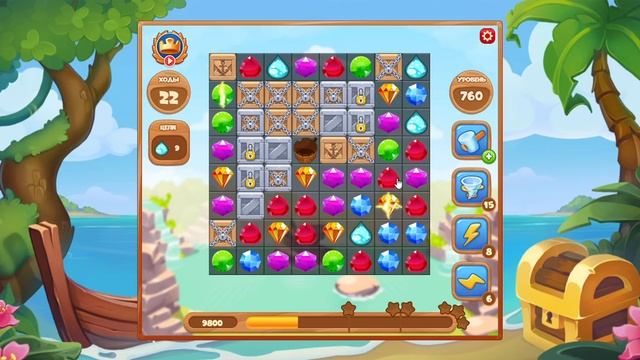 Как пройти уровень 760 игры Сокровища Пиратов смотреть онлайн