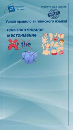 Притяжательные местоимения с названиями частей тела и одежды#shorts