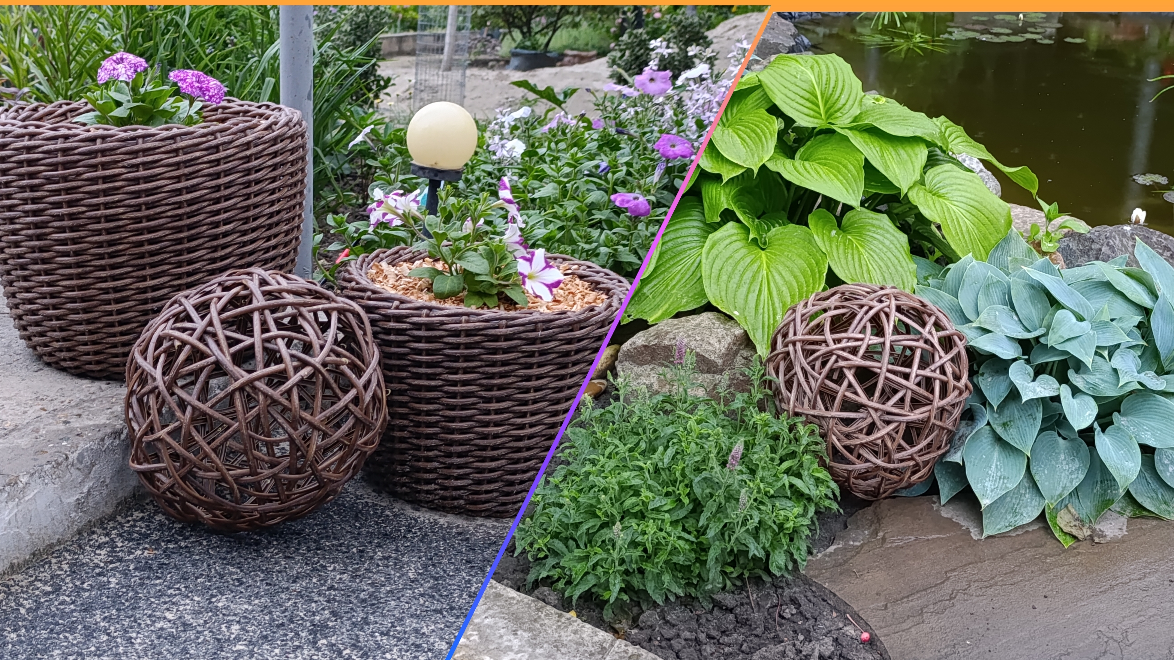 Как сделать декоративный шар из ротанга для сада, своими руками.