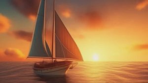 Парусник на фоне морского заката