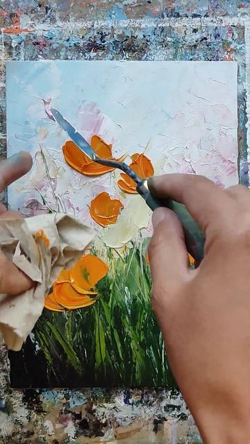 как написать цветы в поле мастихином смотреть онлайн