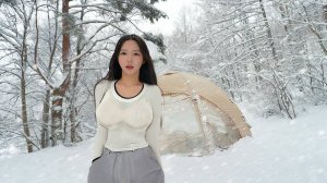 ❄️ Кемпинг в сильный снегопад, с надувной палаткой.