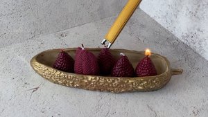 🍓 Бордовые свечи ручной работы в форме клубники 🍓