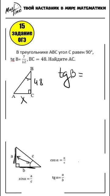 15 задание ОГЭ ФИПИ Тангенс угла 111