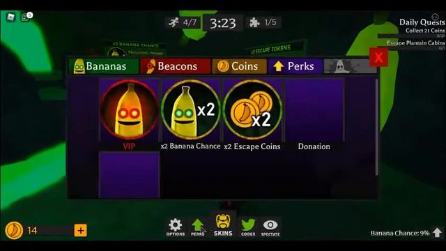 играю в игру Banana Eats  QUESTS.  код в игре