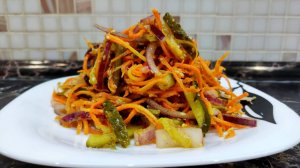 Салат с солёными огурцами. Огурцы по Корейски. Рецепт простого салата. Закуска. #топыкатегорий