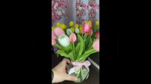 Силиконовые тюльпаны в вазе с имитацией воды, в Барнау