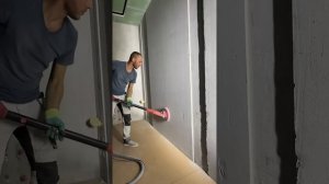 Шлифовка штукатурки МП 75 машинкой flex g6