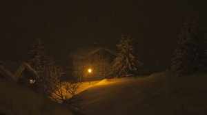 4K Snowy Alpine Village at Night - Peaceful Snowing - Relaxing Christmas Atmosphere - Quiet Snowfall