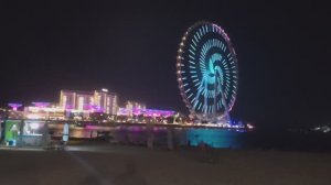 Дубай Марина 2025 ночью  - 4K, Колесо обозрения - ночной вид на него