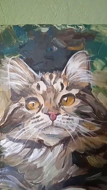 Картина акрилом "Портрет кошки", 20*26 см, акрил, картон смотреть онлайн