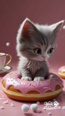 Котенок и пончик