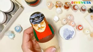 Русская Матрёшка 1 роспись акриловыми красками #видео?