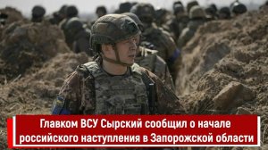 Сырский сообщил о начале российского наступления в Запорожской области