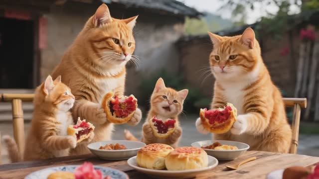🌸Мама и папа Кот сегодня испекли для детей вкусные цветочные пироги.🐱