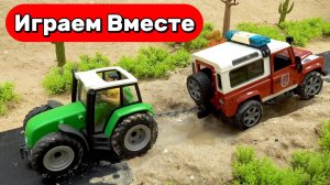 Машинки мультики ! 🚜 Трактор застрял в грязи — строительные машинки строят песчаную дорогу!