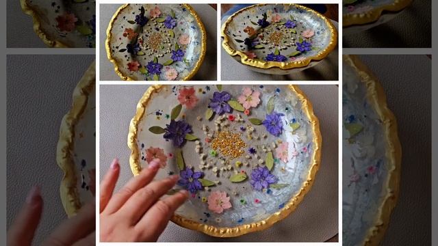 Блюдо из эпоксидной смолы с настоящими сушеными цвета смотреть онлайн