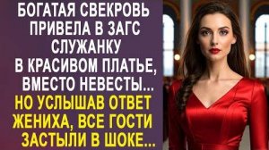 Богатая свекровь привела в ЗАГС служанку в красивом платье, вместо невесты... Но услышав ответ...
