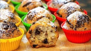 Проще не бывает! Пышные кексы с кусочками шоколада