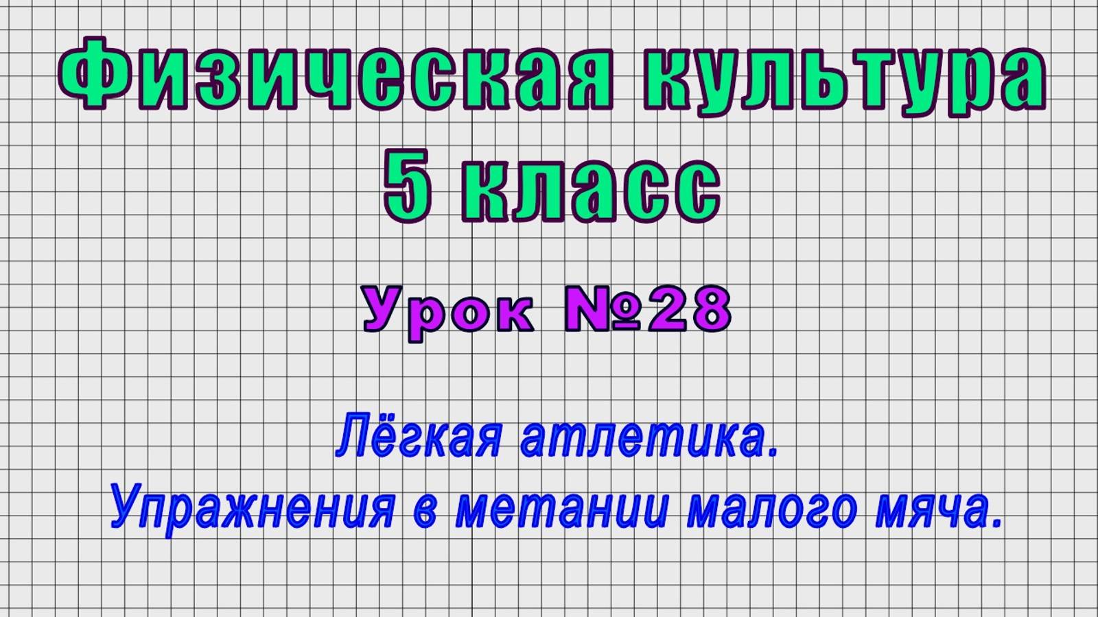 Физическая культура 5 класс (Урок№28 - Лёгкая атлетика. Упражнения в метании малого мяча.)