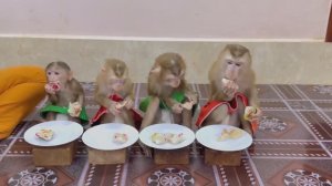 Обезьянки 4 модницы нарядные стонут пищат ждут маму кушать Едят у соседа лучший кусок берут Малышня