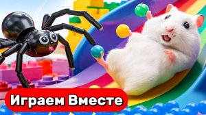 Приключения Умного хомячка ! 🐹 Побег из бассейна с шариками и встреча с пауком 🕷️🎱