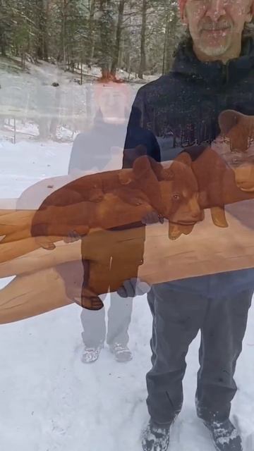 Три медвежонка на бревне Резное панно своими руками Р?