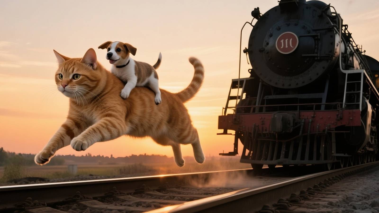 Мама-кошка спасает щенка с железнодорожных путей 🚂🐶 Ухаживает за ним и помогает найти дом |