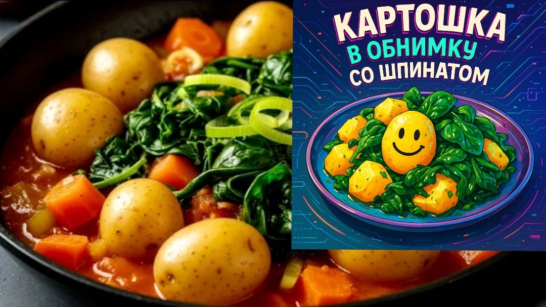 Я никогда не ел такую вкусную картошку! Вкусный и простой рецепт со шпинатом!