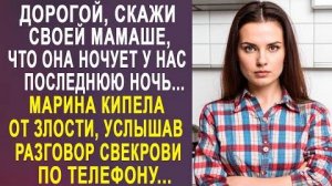 -Дорогой, скажи своей мамаше, что она ночует у нас последнюю ночь... Марина кипела от злости...