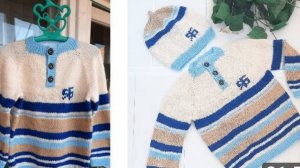 Джемпер на малыша 2-3 лет спицами.