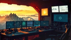 Crimson Horizon  Sci-Fi Command Outpost Ambience for Focus & Relaxation