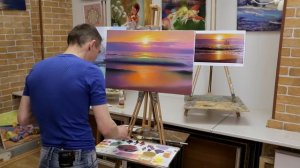 Яркий морской пейзаж от Дмитрия Розы. Пишем картину маслом